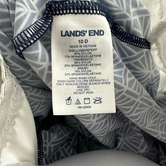 Lands’ End Blouson Navy & White Tankini Top size 10D - Picture 5 of 6